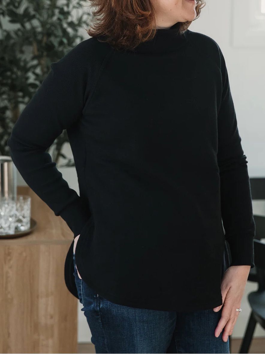 Blondie Apparel Classic Dusk Sweater L Black Cotton Mockneck Timeless Canada